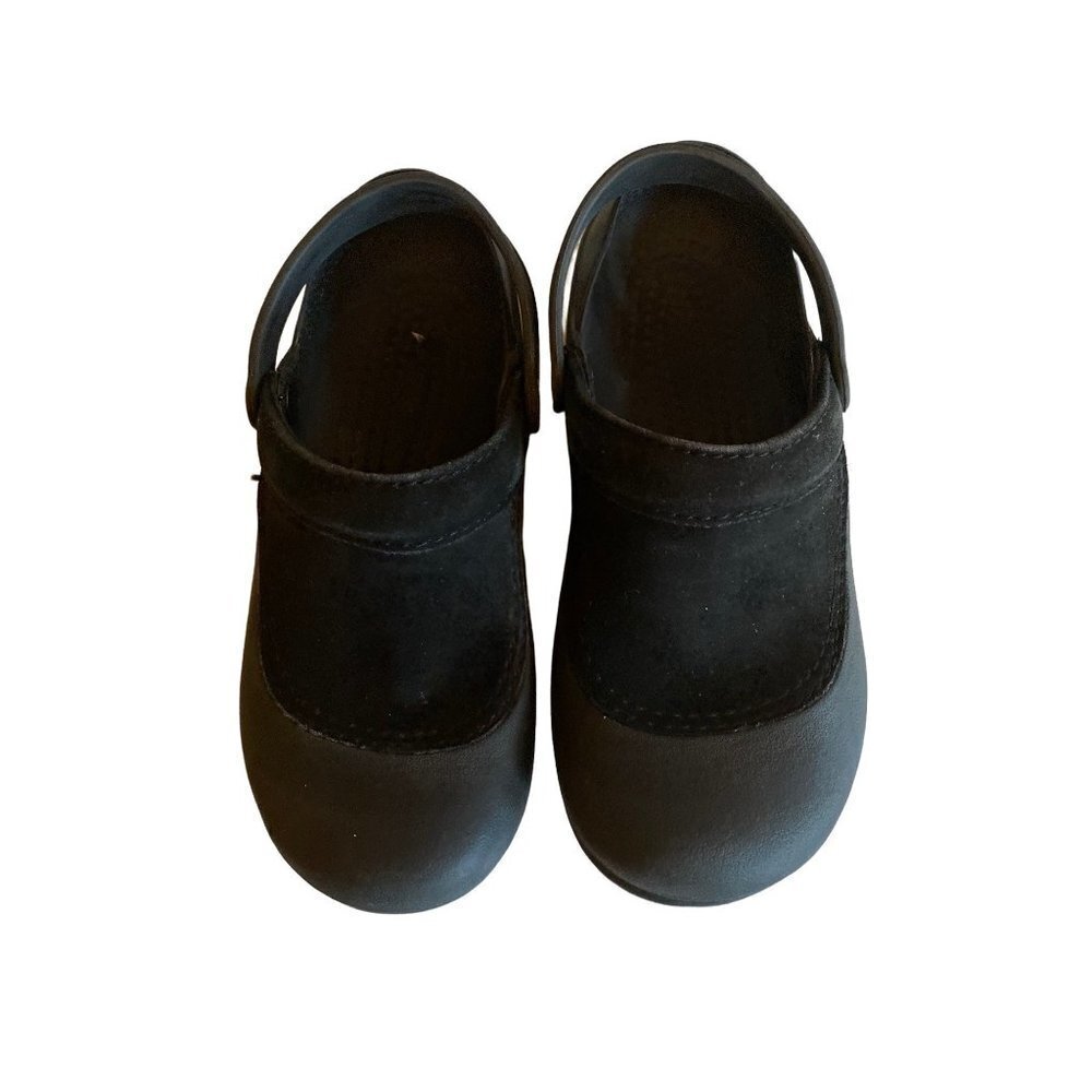 Crocs Black Plastic Clog Woman Size 8 Faux Suede Top - Picture 2 of 6
